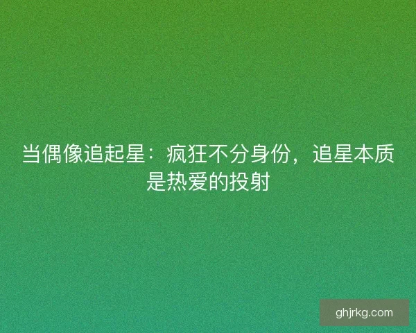 当偶像追起星：疯狂不分身份，追星本质是热爱的投射